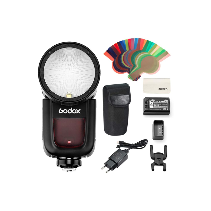 Godox V1PRO O - Flash tête ronde avec batterie pour Olympus/Panasonic