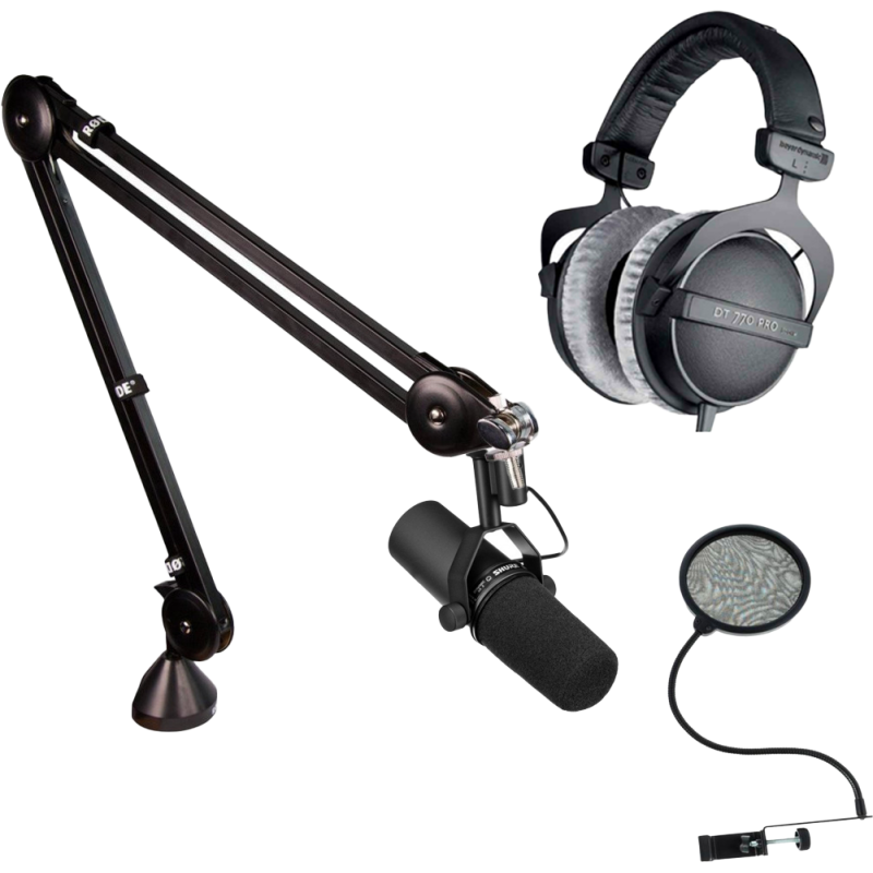 Micro SM7B + pied articulé PSA1 + casque DT770PRO + filtre anti-pop