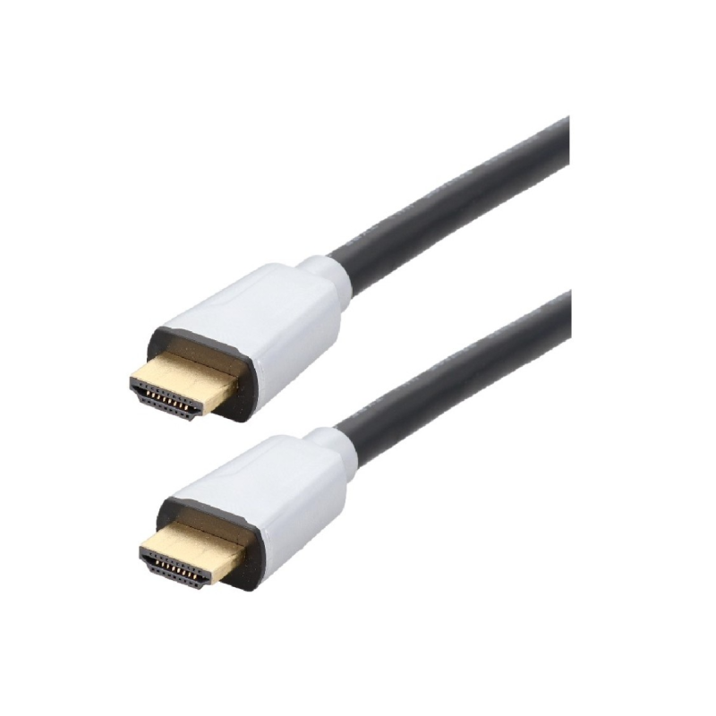 Cordon HDMI PREMIUM A M/M 8K Conn. or prises métal gaine noire 2m