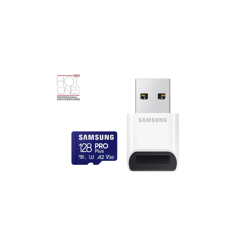 Samsung microSD Card PRO Plus (2023) 128 GB inclus lecteur USB