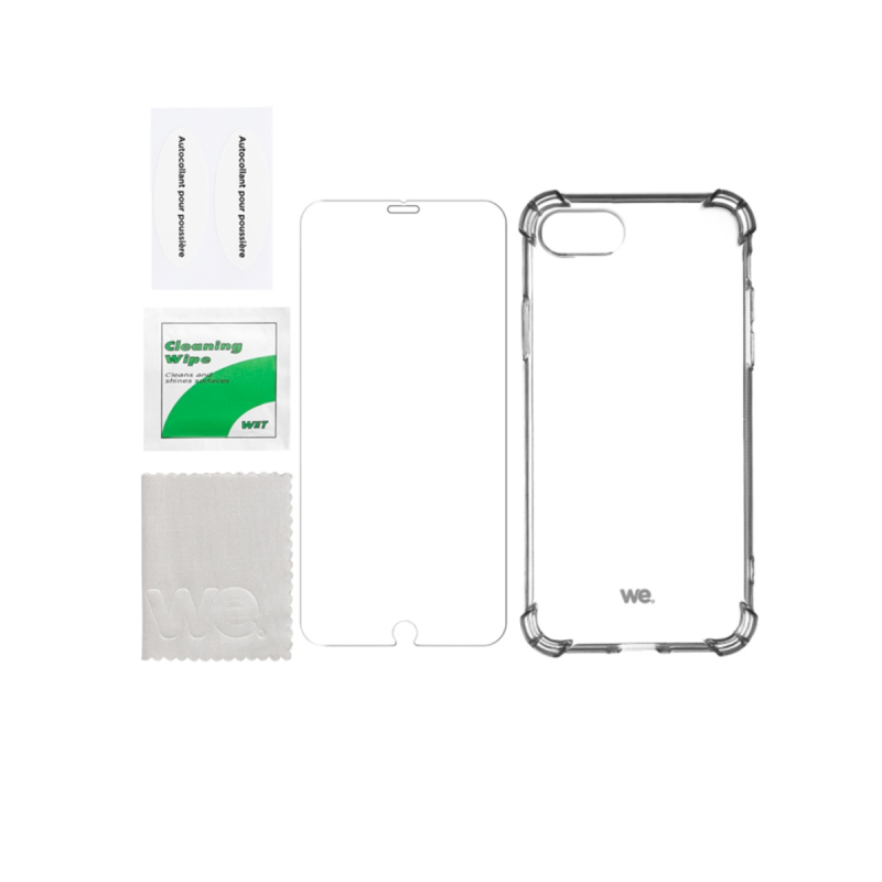 WE Verre trempé et coque de protection transparente IPHONE 7/8/SE