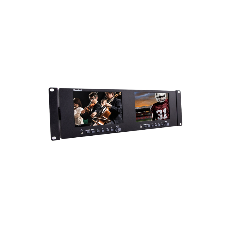 Marshall Dual 7" 3RU Rack Mount Monitor with 3G-SDI, HDMI & Waveform