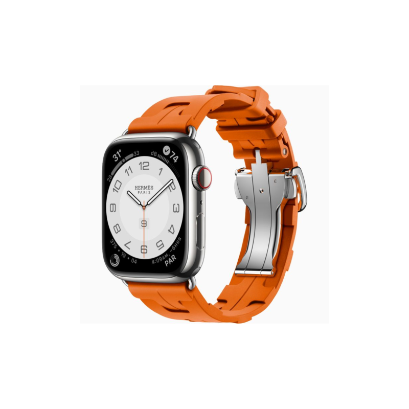 Apple Watch Hermès Series 9 GPS+Cell. 45mm Silver Orange Sport Band