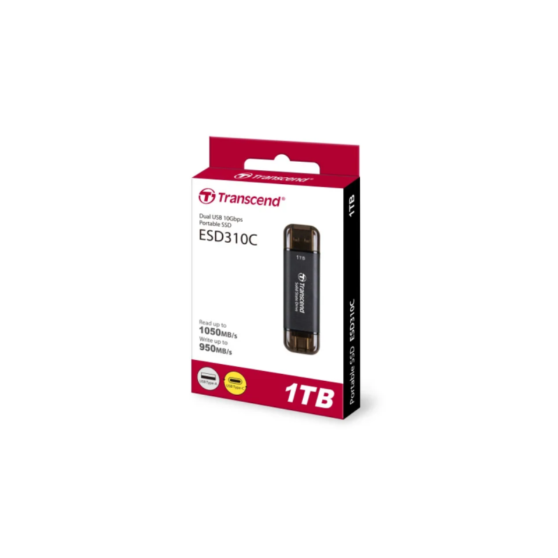 Transcend 1TB External SSD ESD310S USB 10Gbps Type C/A Silver