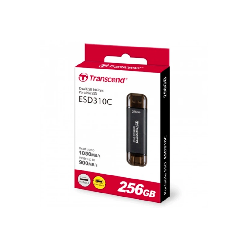 Transcend 256GB External SSD ESD310C USB 10Gbps Type C/A Black