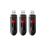 Sandisk Pack de 3 clés Cruzer Glide 32GB, USB 2.0, Noir