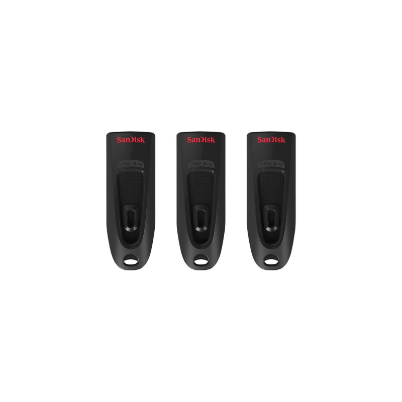 Sandisk Pack de 3 clés Cruzer Ultra 64GB, USB 3.0, 130 MB/s, Noir