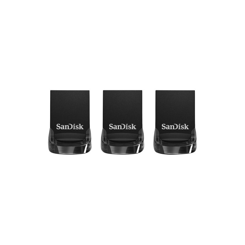 Sandisk Pack de 3 clés Cruzer Ultra Fit 32GB, USB 3.2, 130 MB/s, Noir