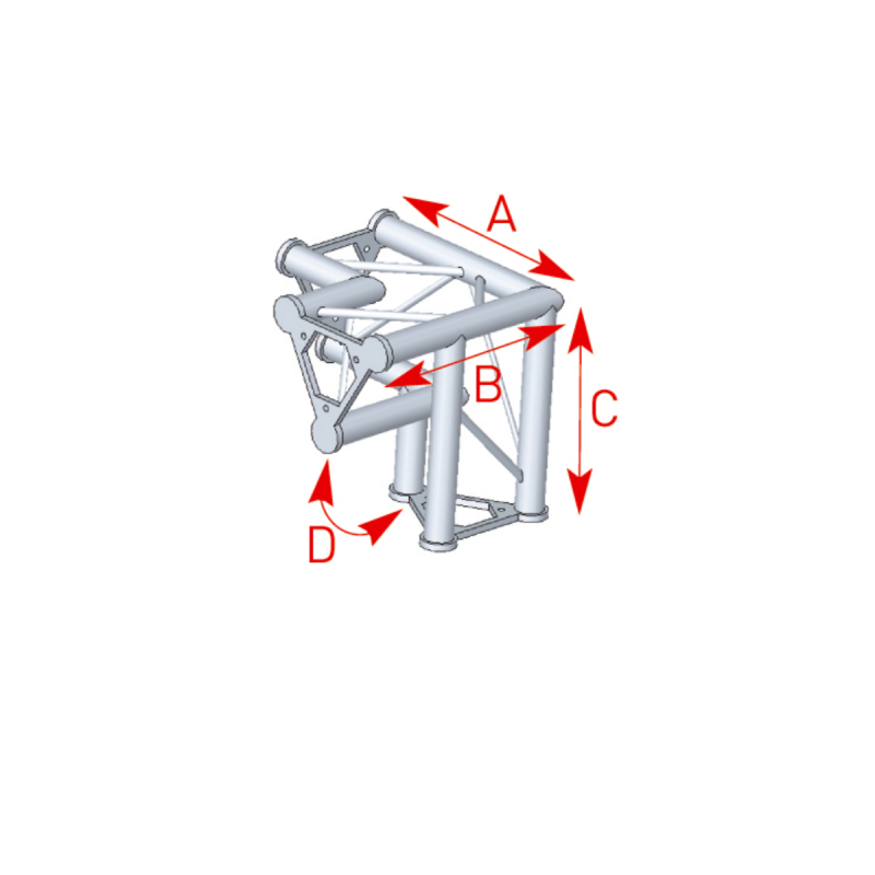 ASD Angle Alu 250 Triangulaire 3 Départs 90° Pied Droit