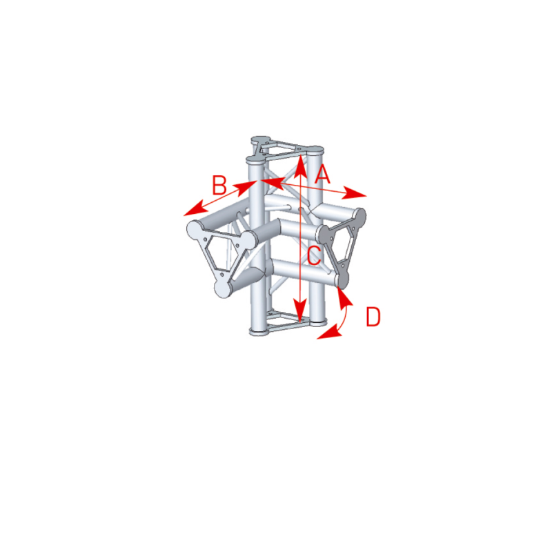 ASD Angle Alu 250 Triangulaire 4 Départs 90° Vertical/median D