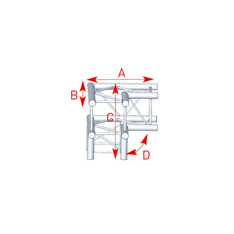 ASD Angle Alu 290 Carré 3 Départs 90° Pied Forte Charge