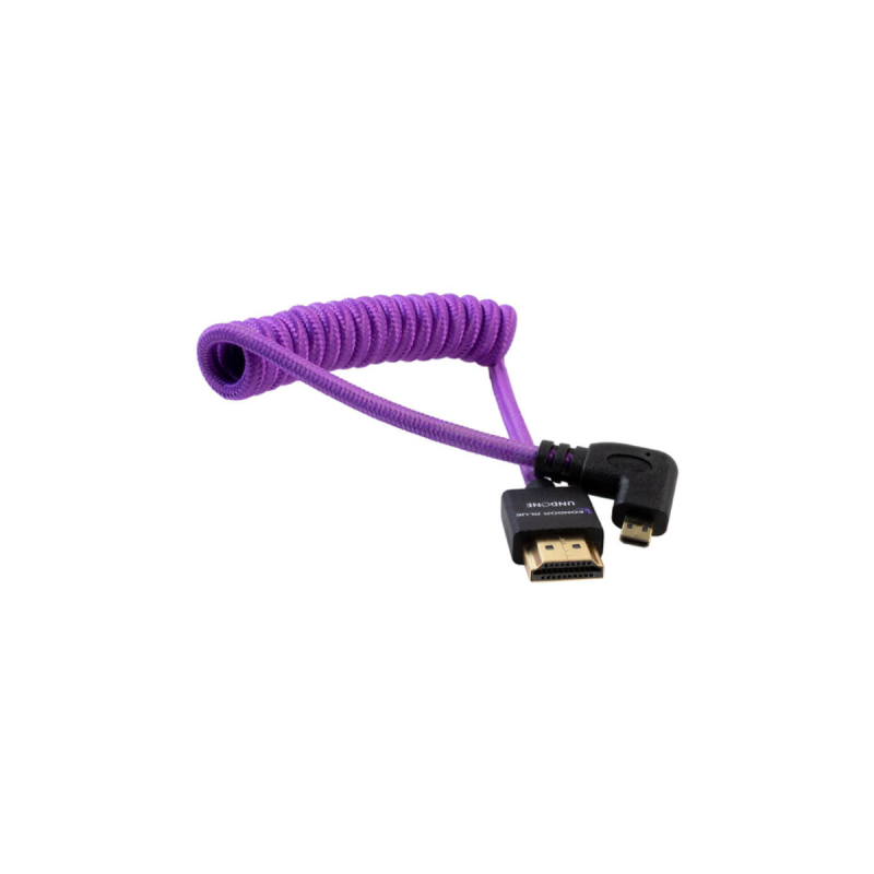 Kondor FullHDMI - Right Angle M-HDMI 12"-24" Coiled Purple R5/R6