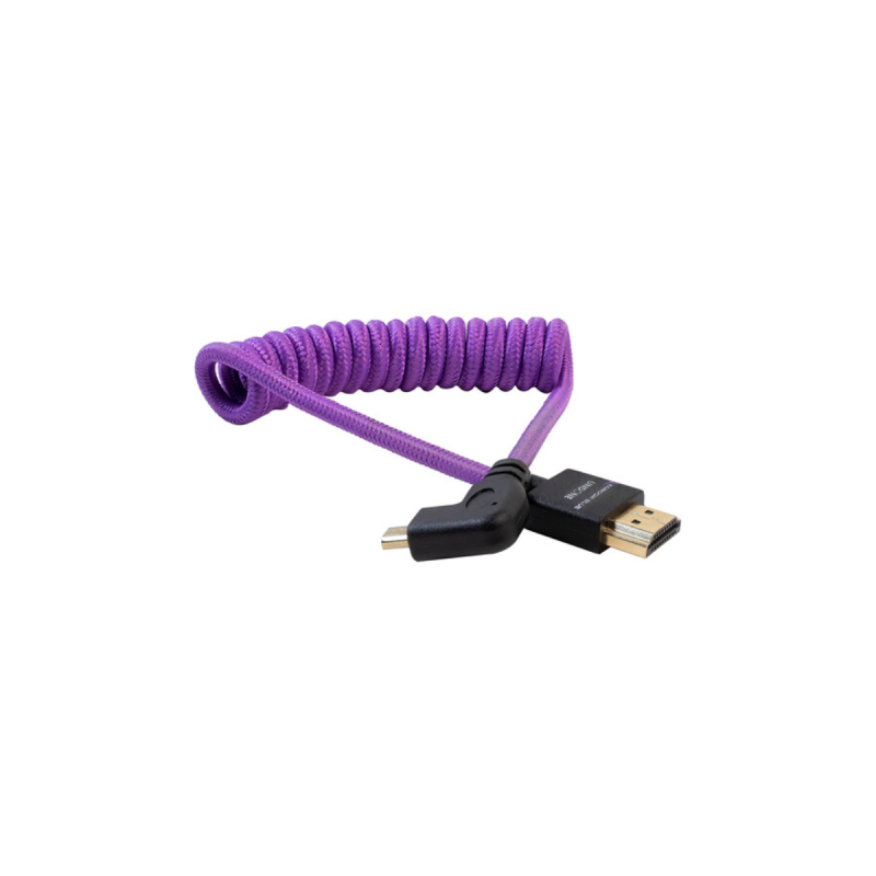 Kondor FullHDMI - Right Angle M-HDMI 12"-24" Coiled Purple Sony/Fuji