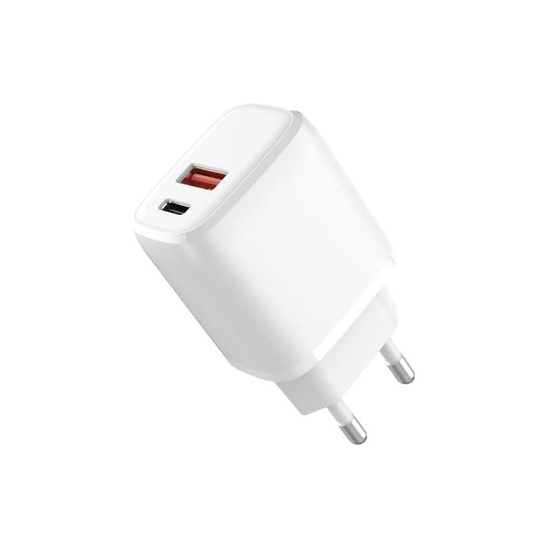 WE Chargeur secteur 2 sorties 1 USB A et 1 USB C Capacité 3A blanc