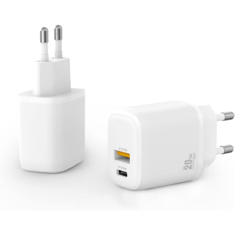 WE Chargeur secteur 2 sorties 1 USB A & 1 USB C Capacité 3A 20W blanc