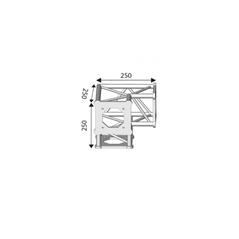 ASD Angle 3D Pied 90° Section 150 Alu Carré