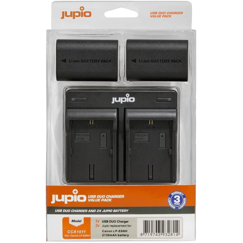 Jupio Value Pack 2x Batterie LP-E6NH 2130mAh + Chargeur