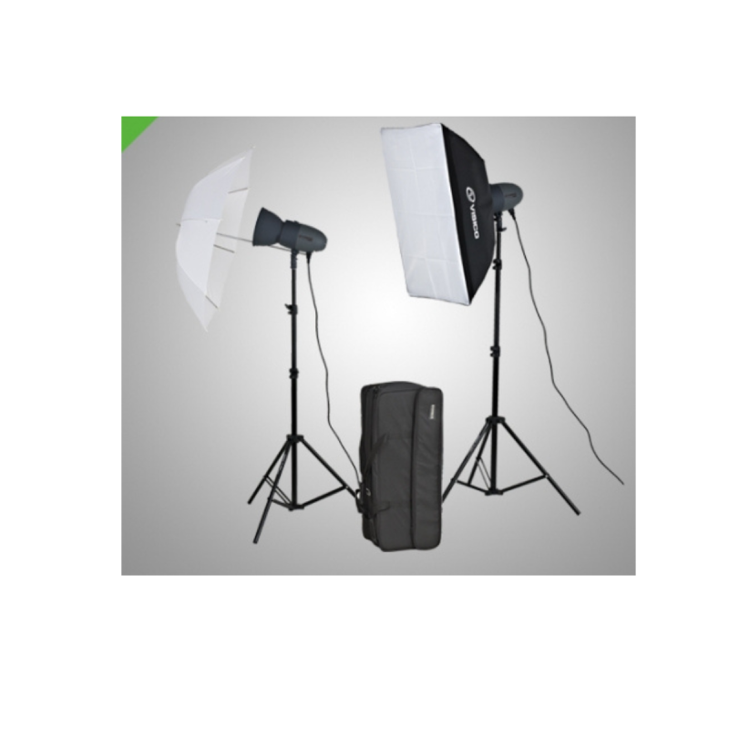 VISICO Kit d'éclairage studio VL-200 PLUS avec 1 Softbox/1 Parapluie