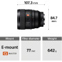 Sony Objectif focale fixe FE 85mm F1.4 G Master II ultra lumineux