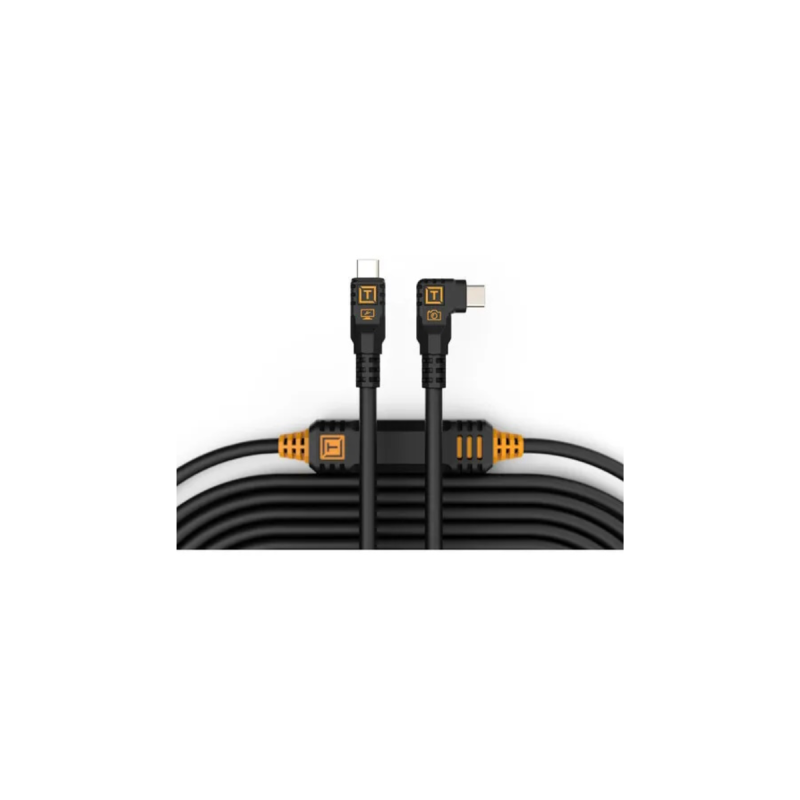 Tether Pro 9.4m USB-C to USB-C, Straight to Right, Black