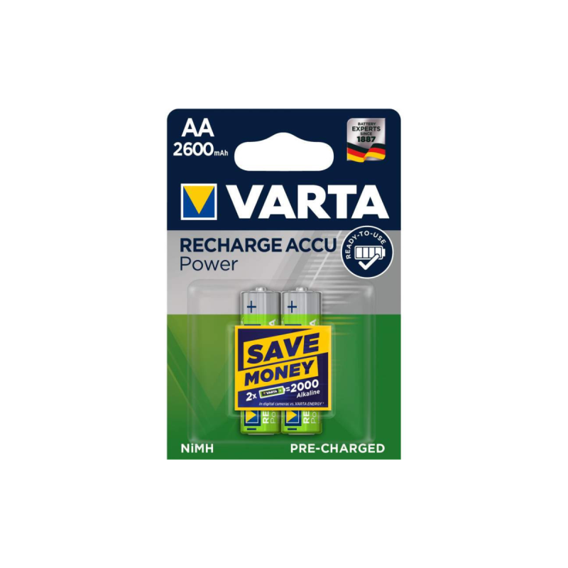 Varta HR6/AA x2 2600mAh Rechargeable Ready to use