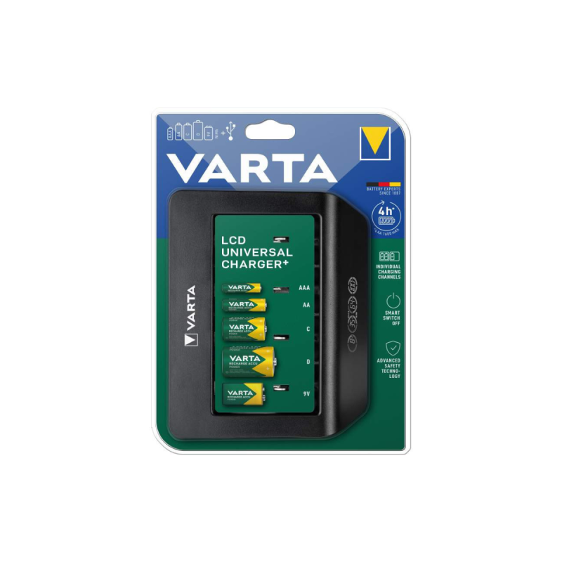 Varta Chargeur LCD  1x 9 V ou 4x AA, AAA, C ou D