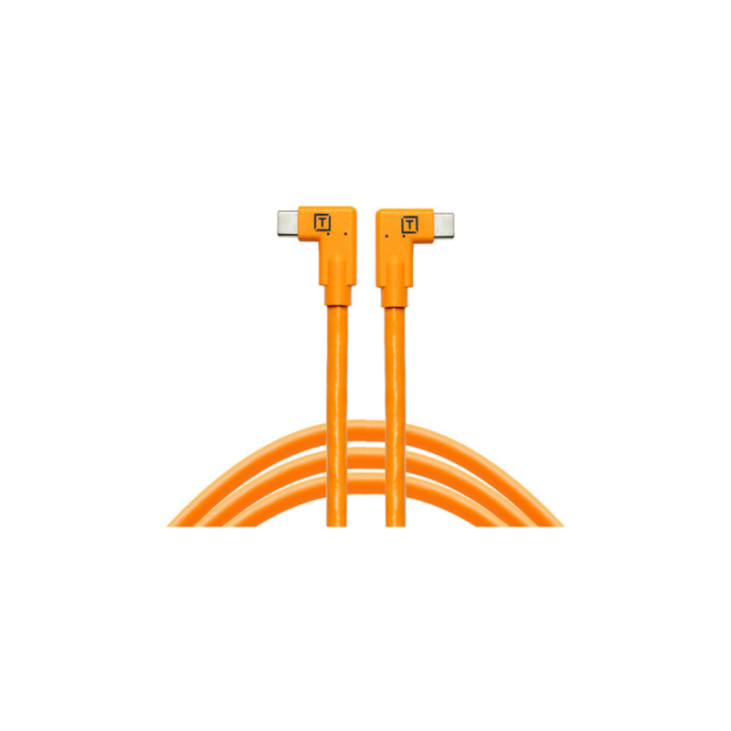 Tether Toos USB-C to USB-C Right Angle to Right Angle 4.6M orange