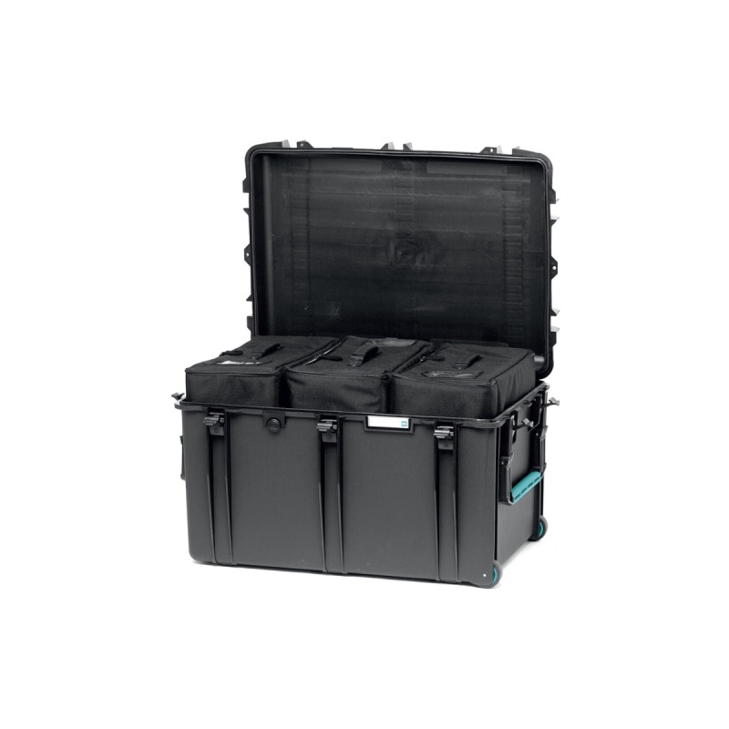 HPRC Valise résine 2800W à roues 3 Bags&Dividers Black/Blue Bassano