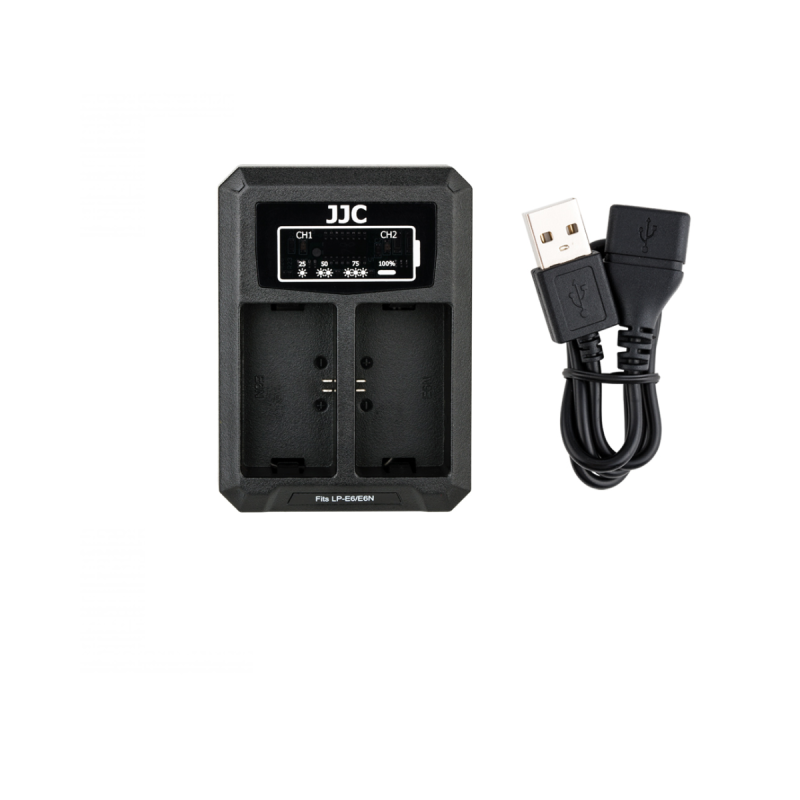 JJC - Chargeur USB pour 2 batteries Canon LP-E6, E6N, JJC B-LPE6