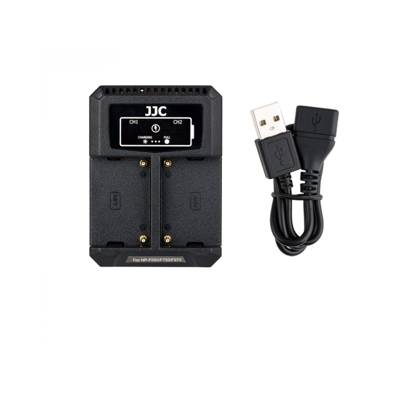 JJC - Chargeur USB pour 2 batteries NP-F550, F750, F970, FM50, FM50H