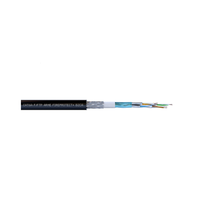 Acome - Câble Cat6A F/FTP armé acier B2ca - 4 paires LSZH noir - 500m