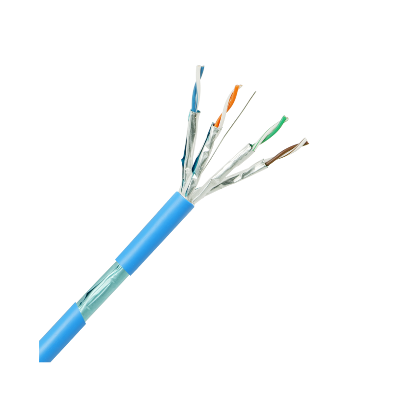 HSD - Câble monobrin - Cat6a F/FTP - 4 paires bleu LSZH Dca - 500m