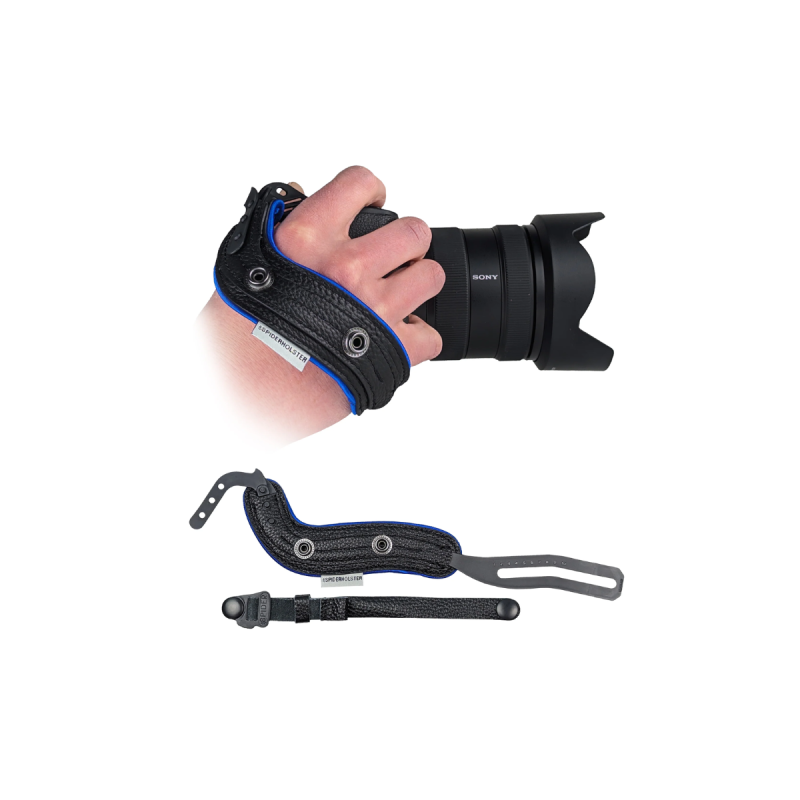 SpiderPro Hand Strap V2 - Black + Blue Trim