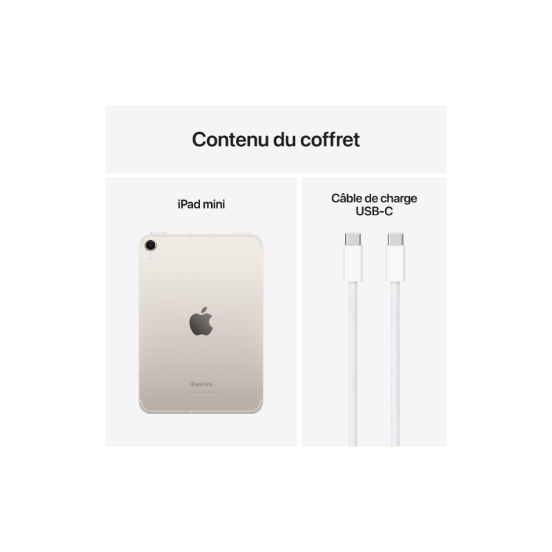 Apple iPad mini (2024) 128 Go Wi-Fi + Cellular Lumière Stellaire