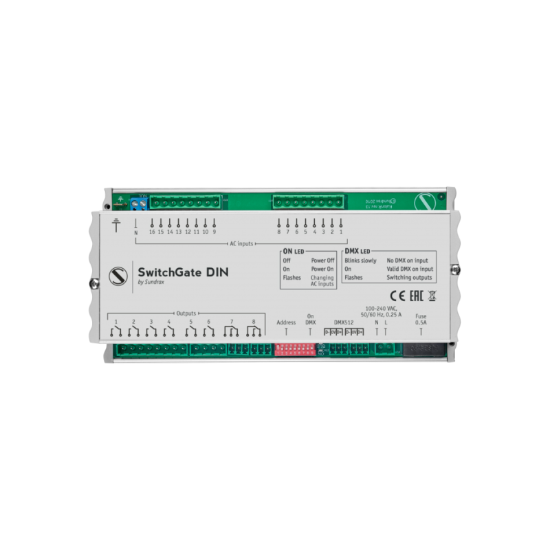 SUNDRAX Switch Gate  DIN 1 DMX/8 relais