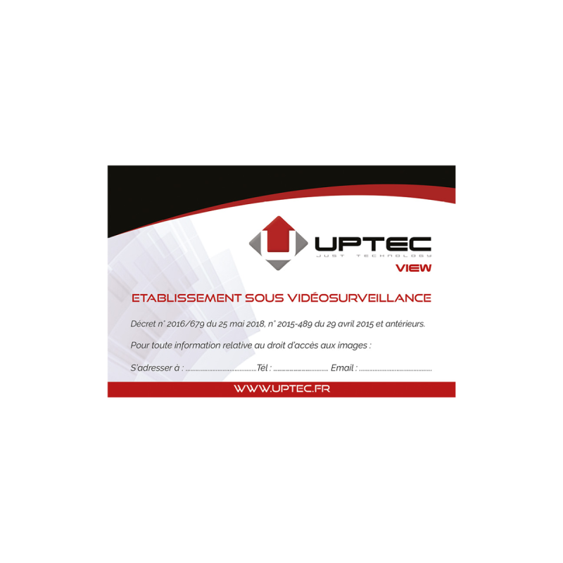 UPTEC VIEW - Sticker vidéosurveillance 150x100mm