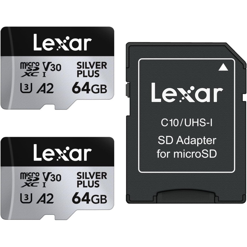 Lexar microSDXC Silver Plus UHS-1 64GB V30 R205/W100MB/s - 2PACK