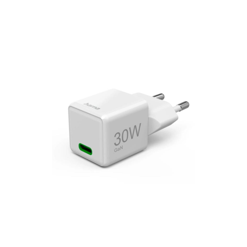 Hama Chargeur rapide, GaN, USB-C, super-mini-chargeur, PD, 30W, blanc