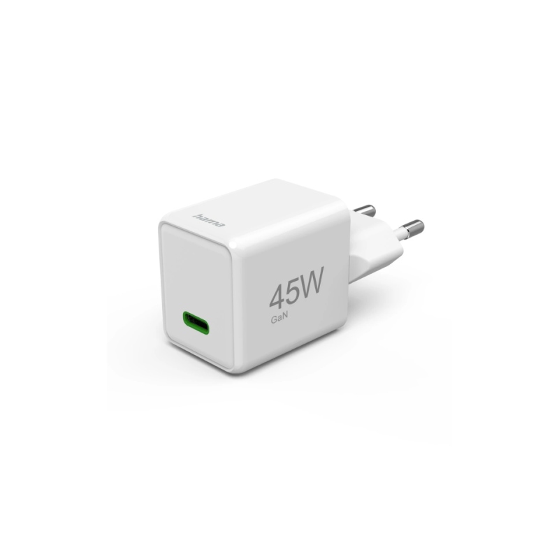 Hama Chargeur rapide, GaN, USB-C, super-mini-chargeur, PD, 45W, blanc