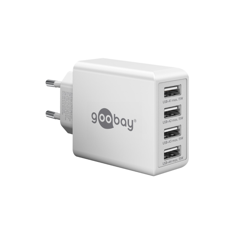 Goobay Chargeur Multiport USB-A (30 W) 4x ports USB-A blanc