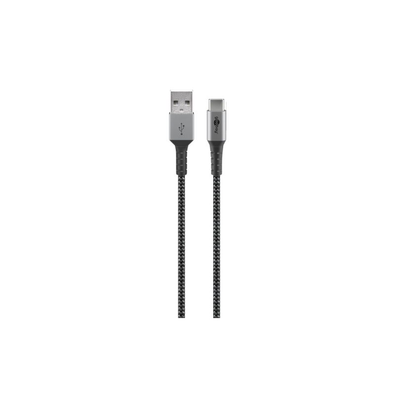 Goobay Câble Textile USB-C™ vers USB-A avec Fiches Métalliques 1m