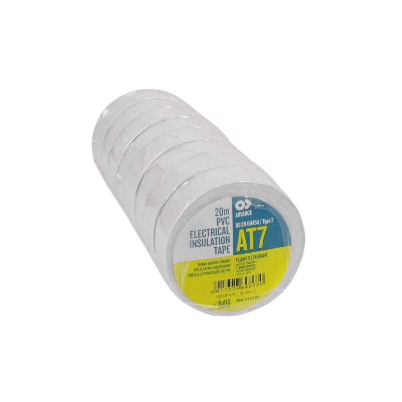 Ruban Isolant AT7 15mm x 10m - Blanc (Vendu par pack de 10)