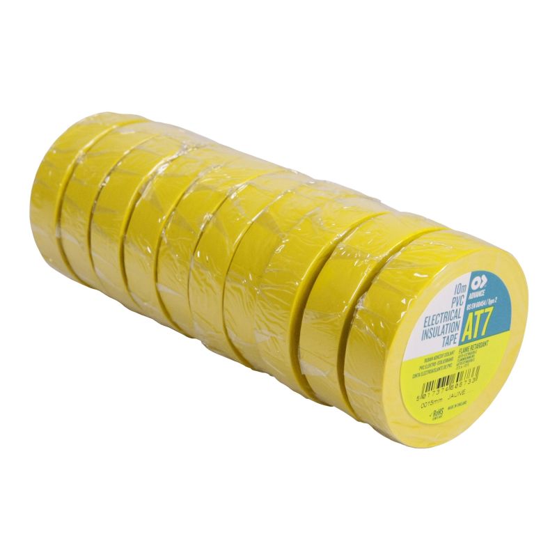 Ruban Isolant AT7 15mm x 10m - Jaune (Vendu par pack de 10)