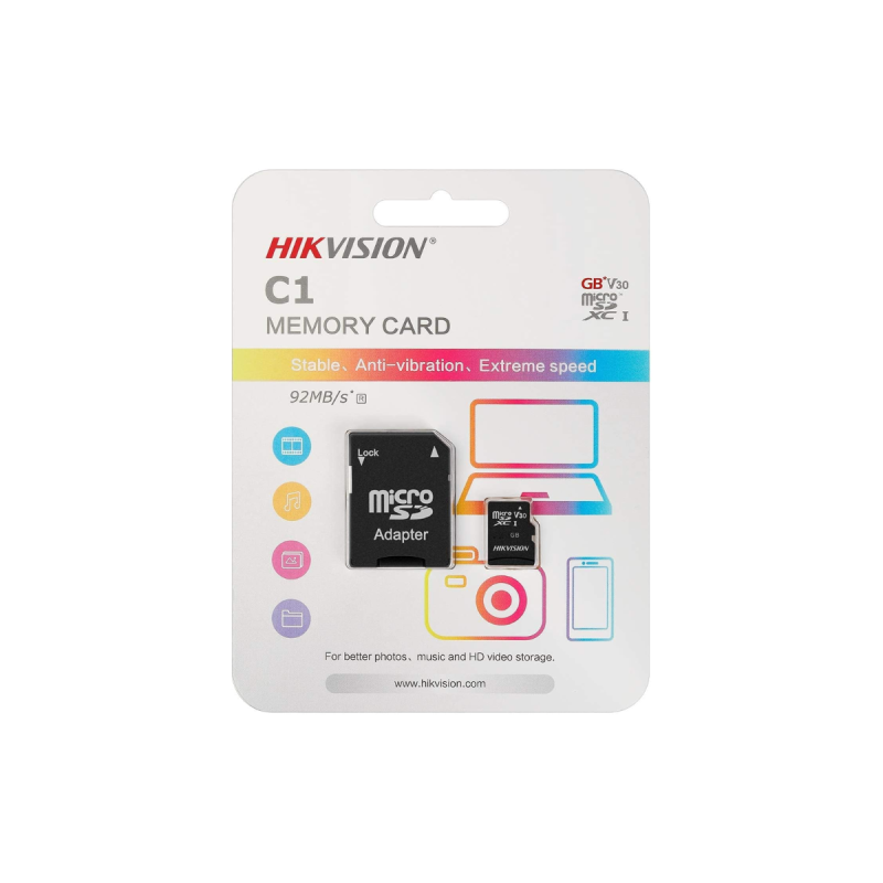 HIKVision Carte mémoire M-SD 64G MICRO SDHC C1 adaptateur  92MB/s